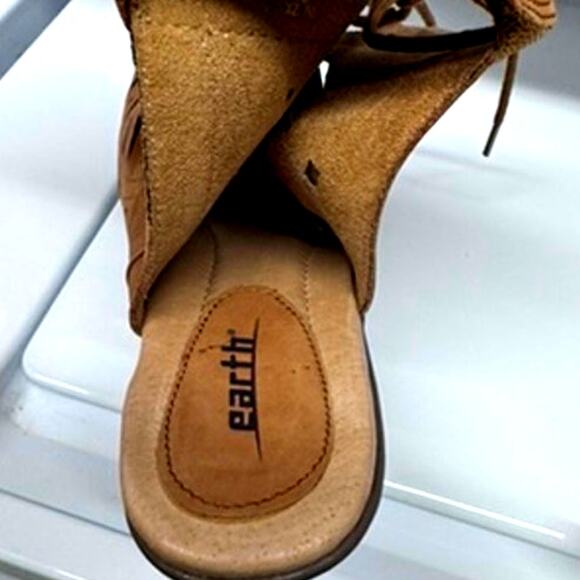 "EARTH" Kristen, Wide Laced Sandal, Chunky Heel,Size 11, Country,Prairie, - Picture 7 of 11